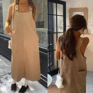 [SBD] 티 포켓 멜빵 레이어드 캐주얼룩 롱원피스