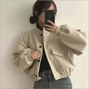 기장 아우터 모직 크롭 숏 초겨울 벌룬핏 여자 코트 3컬러