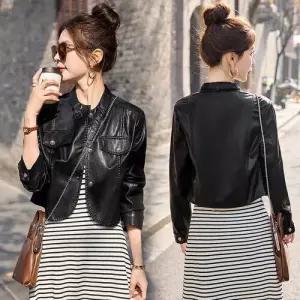 무천도사 여자 여성 가을 코트 가죽무스탕 가죽 아우터 숏봄 재킷 KKE3