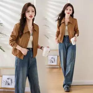 무천도사 여성용 여성 숏스타 봄가을 가죽무스탕 푸 재킷 가죽 코트 인기 KKE3