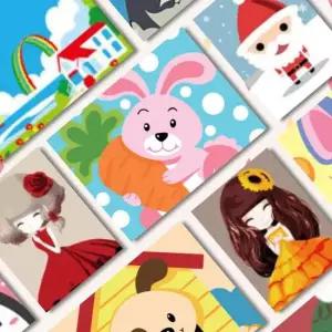 [무료배송] DIY 쉬운 명화 유화그리기 세트 51종 소형 20x20