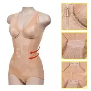 지퍼올인원 와이어 몰드 B컵 지퍼 올인원 - 베이지 바디쉐이퍼