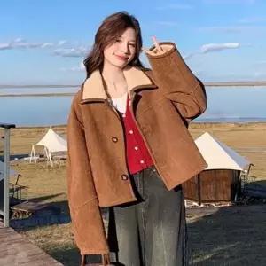 여성 겨울 러블리 양털 하프코트 점퍼