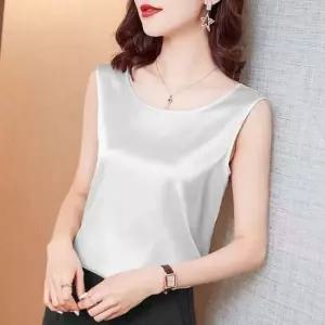 실키 블라우스 민소매 슬리브리스 새틴 느낌 나시