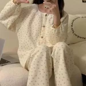 여자잠옷바지 여성 수면 누빔 잠옷 예쁜 프릴 파자마 세트