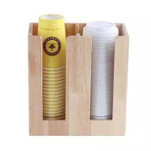 매장디스펜서 우드 2구 테이크아웃컵 일회용컵 종이컵 디스펜서