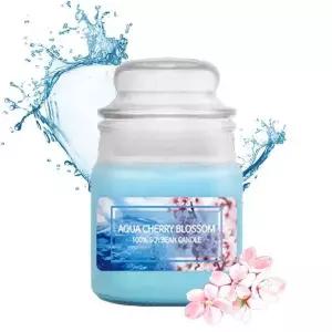 향기뿜뿜 향초 소이캔들 유리병 90g 아쿠아체리블라썸