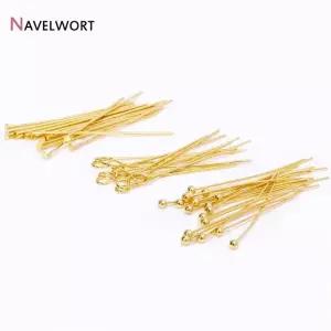 시침핀 금 플랫 헤드 핀 볼 아이 주얼리 재료 14K 18K