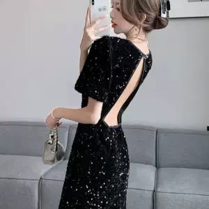 연말파티원피스 블랙스 팽글 블링 클럽의상 행사 미니원피스 블랙