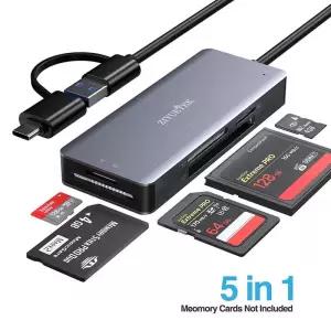 CF카드리더기 5 in 1 USB 30 카드 리더기 SDCFM2MSMICRO SD 메모리 PC 노트북 컴퓨터 카메라 드론용 고속