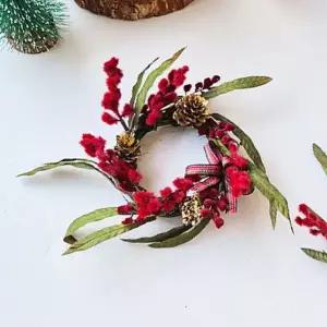 크리스마스 레드 솔방울 리스 소 1P 캔들링 파티룸 크리스마스조화