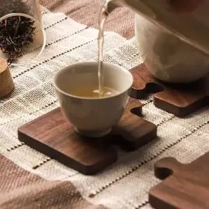 우드 원목 차 티 컵 받침 홀더 퍼즐 코스터 홈카페소품