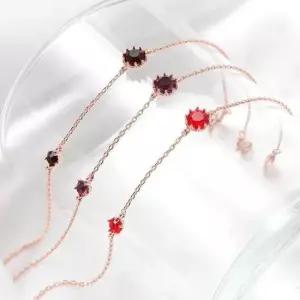 팔찌선물 탄생석 컬러 큐빅 포인트 로즈골드 체인 팔찌 14kgp