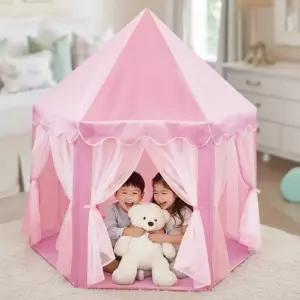 핑크공주 텐트 아지트 유아텐트 하우스 놀이방 궁전캐슬 폴대조립 놀이방 여아선물 장난감
