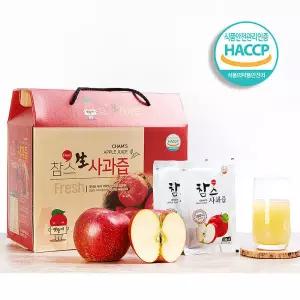 (옛뜰애) 문경 참스 생사과즙 120ml X 100팩 사과100% HACCP인증 NFC 저온착즙 사과주스