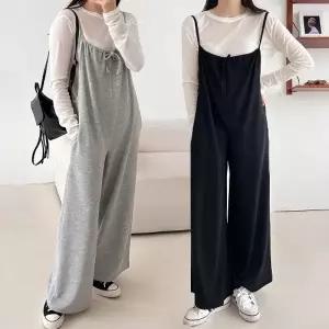 여성 무지 끈나시 점프수트 점프슈트 멜빵바지 -WJS0033- 봄 여름