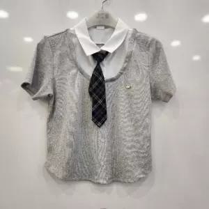 애플핑크 HC07 넥타이 셔츠 레이어드 일체형 가디건 넥타이 셔츠 레이어드 일체형  가