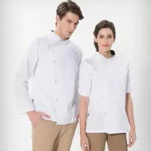 셔츠유니폼 요리 학원 실습 제빵 학생용 크로스넥 조리복 화이트