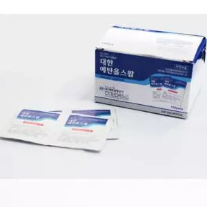 (대한)에탄올스왑(1매포장) 1통(100매) 국산신형알콜 알코올솜 알콜 병원 대량솜 부직포 재질