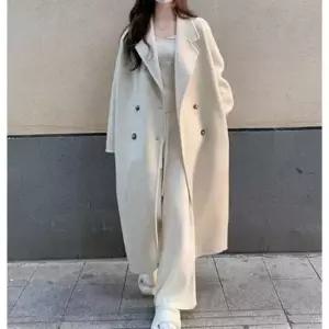 [SBD] 심플 단추 간절기 롱코트 아우터 여성 모직 더블 1P