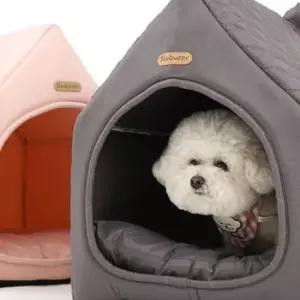 애견텐트 예쁜 강아지 집 크림 하우스 (그레이) 숨숨집