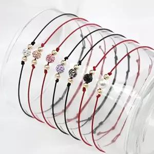 [미니아트]14K 금볼 베스트 컬러 큐빅볼 포인트 데일리 실 끈 팔찌