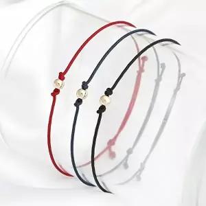 [미니아트]14K 4mm 금볼 포인트 데일리 심플 실 끈 팔찌