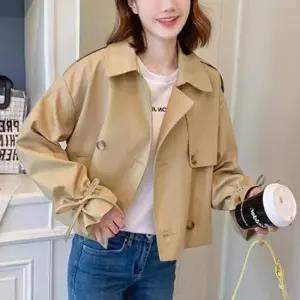 숏트렌치 숏트렌치코트 키작녀 여성재킷 짧은 바바리 기본 단색
