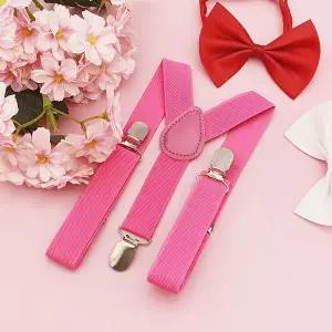 무지 멜빵 쥬니어 벨트 서스펜더 분홍