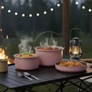 냄비 프라이팬 차박 조리도구 세라믹코팅 퀸센스 3종세트 스텐 캠핑 통3중 식기 야외 코펠