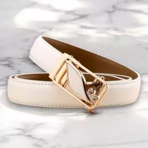 패션 캐쥬얼 정장 자동버클 여자 여성 소가죽 벨트 골드화이트  [mWFFQYNN]