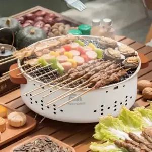 (색상1 K30원형바베큐그릴)캠핑 차박 펜션 꼬치 숯불 구이 원형 바베큐 그릴
