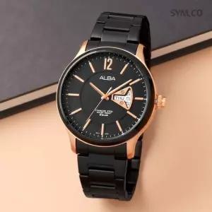 MUST IT_알바 AV3212X1 데이데이트 블랙 로즈 아날로그 캐쥬얼 남자 메탈 시계 d