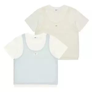 소이주니어 여름옷 여자 4부 니트라이크 조끼 레이어드티 여아 조끼분리형 반팔26M5482