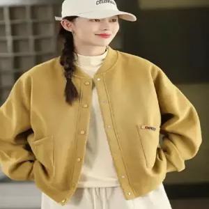 니트 면 가을 캐주얼 여자맨투맨티 맨투맨 하이넥 야구복 트레이닝 카디건 아우터 ible3