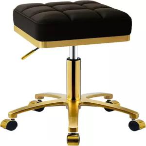 CQAEBK 사각 롤링 스툴 골드 조절식 회전 바퀴 포함 베니티 래쉬 네일 살롱 스파 롤러 체어 에스테틱