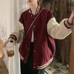 여성 데일리 배색 야구점퍼 포켓 바시티자켓