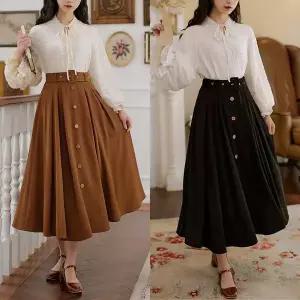 [에이치플러스몰]TBZ 물방울 차이나넥 벨트치마 투피스 세트(상의 치마)