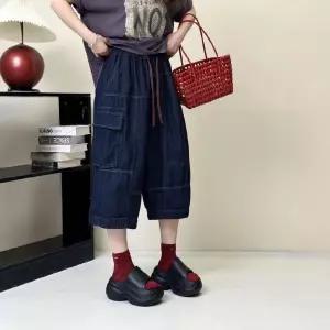 EAMT 여사친 여름 스트레이트 청바지 밑단 밴딩 7부 YJ2