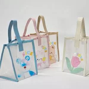 TBZ 미니 사각 캐릭터 PVC 비치백 수영가방 보틀백 4Color