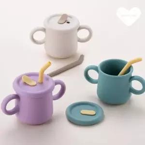 [오너클랜]TBZ 밀페용기 리틀럽 실리콘 빨대컵 200ml(파랑색)