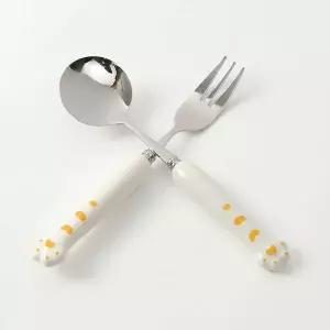 [오너클랜]TBZ 화이트 호랑이발 휴대용 숟가락 포크 세트 육아용품