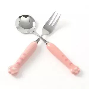 [오너클랜]TBZ 핑크 호랑이발 휴대용 숟가락 포크 세트 이유식용품