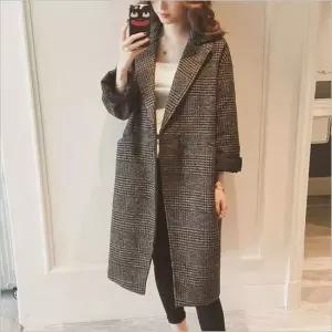 모직 체크코트 여자 코트 롱코트 클래식 브라운 아우터