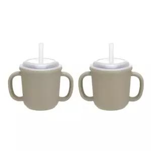 에.디.슨 유아컵 실리콘 양손 빨대 물컵 베이지 200ml