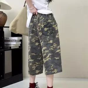 손오천 여성용 바지 여름 데님 데일리룩 청바지 스트링 카모 밴딩 7부 KUK2