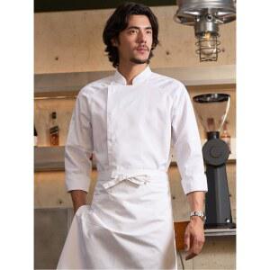 주방장 조 복 긴팔 셰프 남성 위생 지퍼 남녀 화이트
