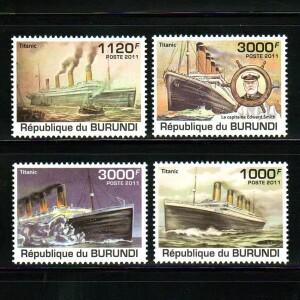 4개/세트 새로운 부룬디 우표 2011 타이타닉 MNH