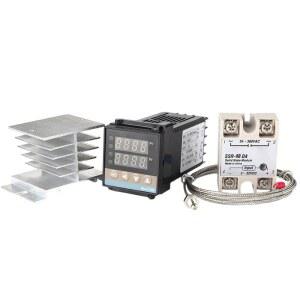 XB 디지털 PID 온도 조절기 REX C100 열전대 프로브가 있는 열 방열판이 있는 온도 컨트롤러 REX C100/40DA SSR 릴레이/K 열전대 프로브