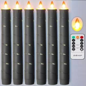 불꽃 없는 양초 원뿔형 특허받은 별빛 끈 LED 11키 타이밍 리모컨 배터리 구동 댄스 플리커 6팩 크리스마스